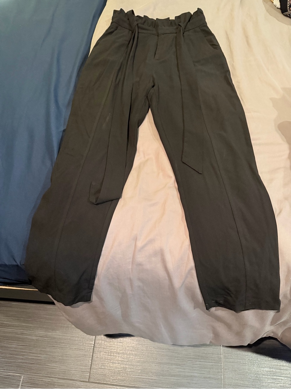 High-Waist Black Paperbag Trousers for Men